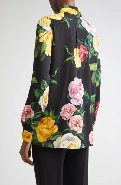 Dolce & Gabbana Dolce&gabbana Peony & Rose Floral Charmeuse Button-up Shirt