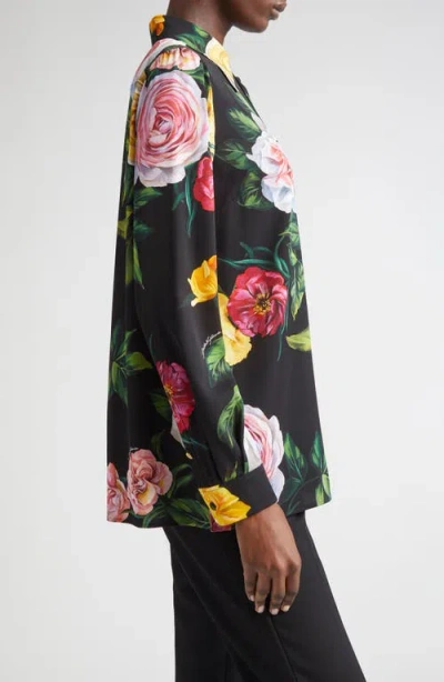 Dolce & Gabbana Dolce&gabbana Peony & Rose Floral Charmeuse Button-up Shirt