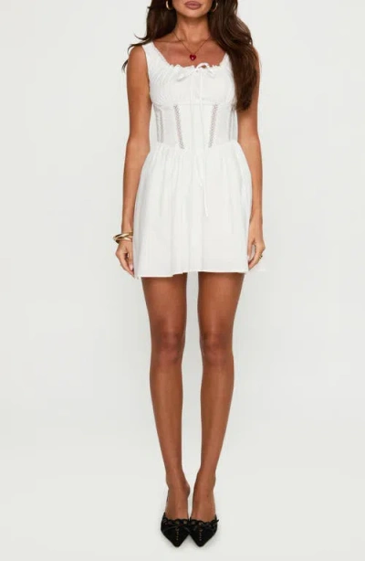 Princess Polly Chasing Horizons Lace Detail Cotton Minidress In White