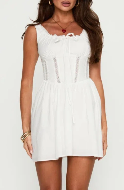 Princess Polly Chasing Horizons Lace Detail Cotton Minidress In White