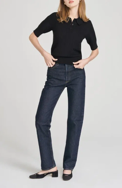 Wayf Taylor Short Sleeve Pointelle Polo Sweater