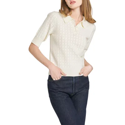 Wayf Taylor Short Sleeve Pointelle Polo Sweater