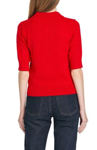 Wayf Taylor Short Sleeve Pointelle Polo Sweater