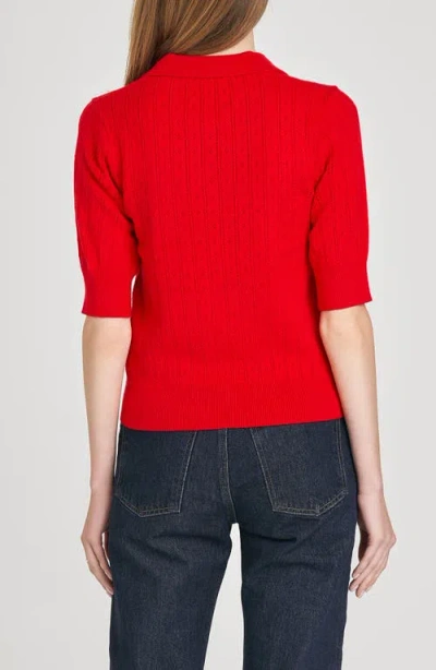 Wayf Taylor Short Sleeve Pointelle Polo Sweater