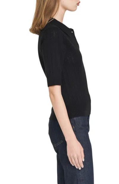 Wayf Taylor Short Sleeve Pointelle Polo Sweater