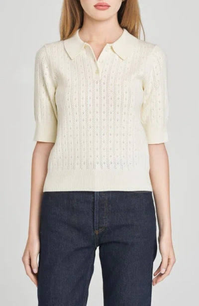 Wayf Taylor Short Sleeve Pointelle Polo Sweater