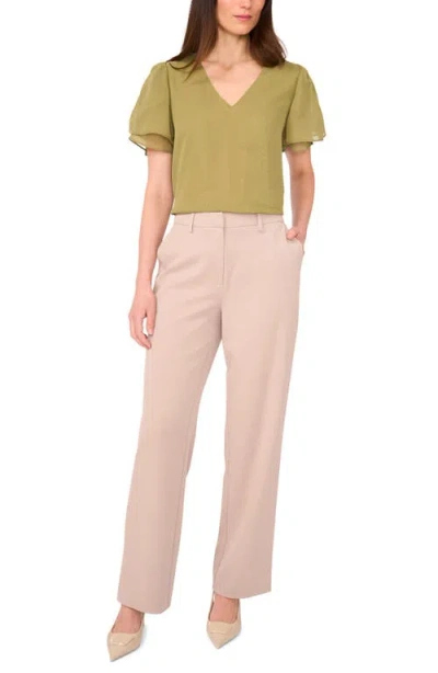 Vince Camuto V-neck Tulip Sleeve Chiffon Top In Green