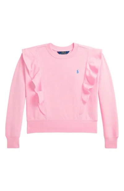 Polo Ralph Lauren Big Girls Ruffled French Terry Sweatshirt In Pink
