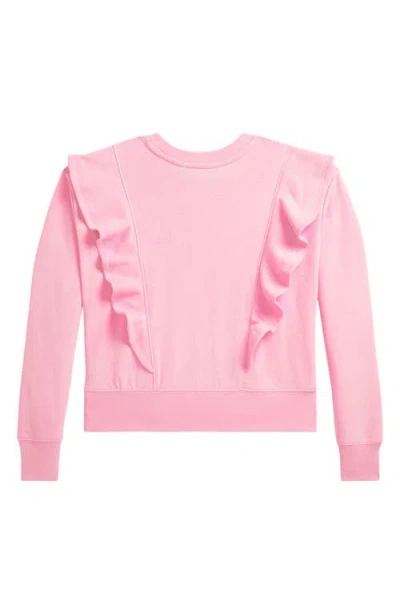Polo Ralph Lauren Big Girls Ruffled French Terry Sweatshirt In Pink