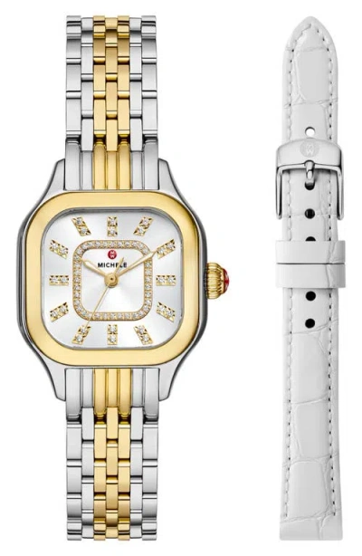 Michele Meggie Diamond Dial Watch Head Gift Set, 29mm