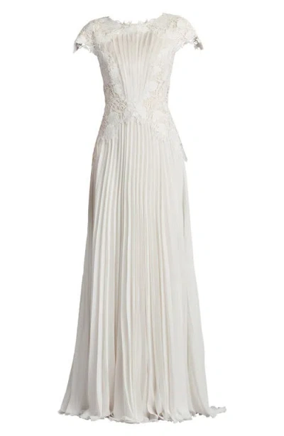 Tadashi Shoji Embroidered Lace Cap Sleeve Gown