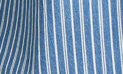 Jones New York Stripe Short Sleeve Chambray Button-up Shirt In Blue