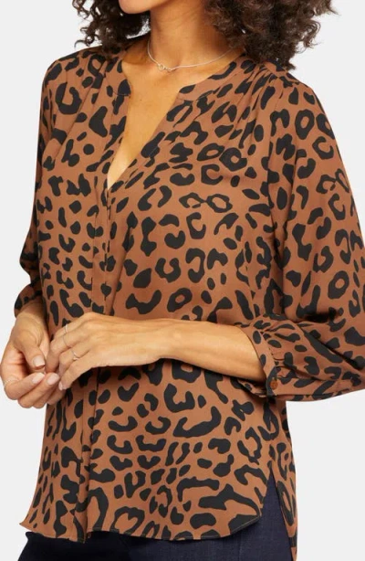 Nydj Pintuck Top In Animal Print