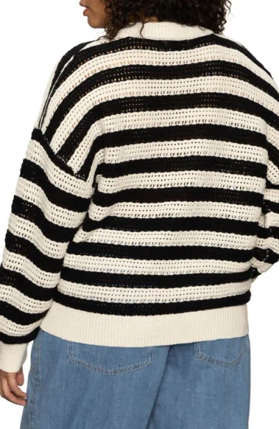 Sanctuary Stripe Open Stitch Cotton Bomber Cardigan