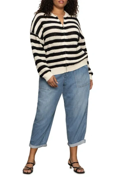 Sanctuary Stripe Open Stitch Cotton Bomber Cardigan