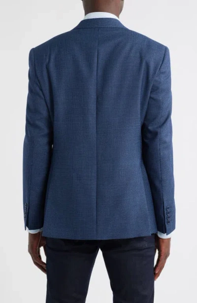 Emporio Armani Textured Microcheck Virgin Wool Blazer In Blue