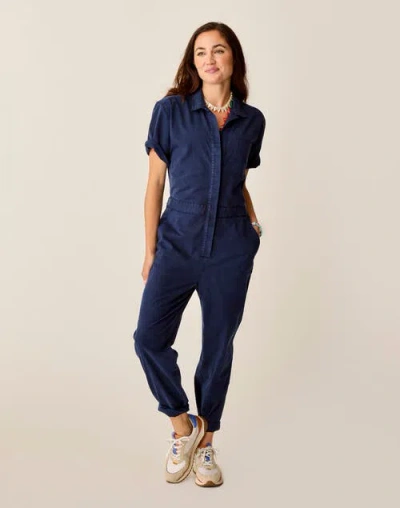 Carve Designs Nyla Twill Jumpsuit In Blue