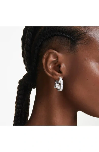 Swarovski X Ariana Grande Crystal Pearl & Baguette Cut Crystal Double Hoop Earrings