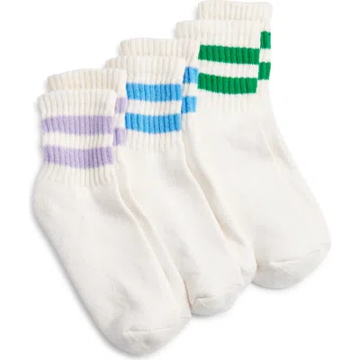 American Trench Assorted 3-pack Mono Stripe Cotton Blend Quarter Socks