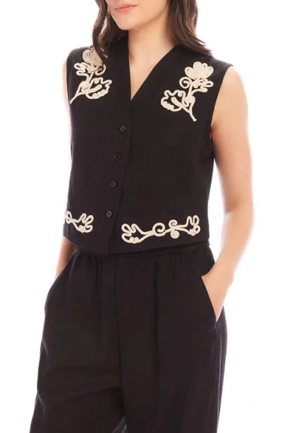 Fifteen Twenty Mira Rope Stitch Detail Linen Blend Vest