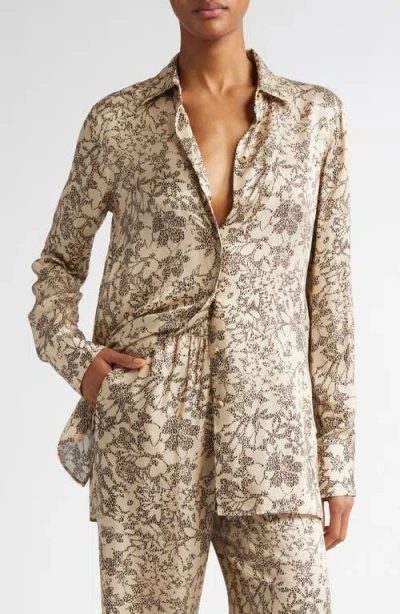 Golden Goose Floral Print Silk Blend Pajama Shirt
