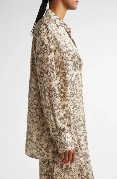 Golden Goose Floral Print Silk Blend Pajama Shirt