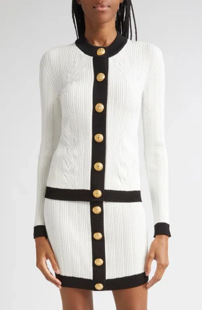 Balmain Twisted Cable Knit Cardigan