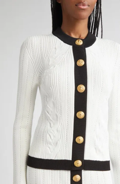 Balmain Twisted Cable Knit Cardigan