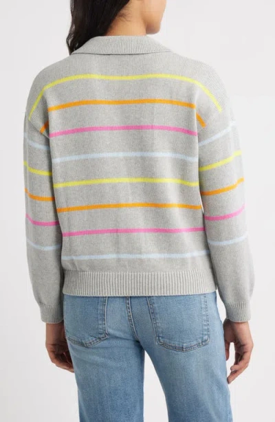 Hatley Stripe Johnny Collar Sweater In Gray