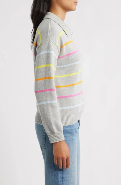 Hatley Stripe Johnny Collar Sweater In Gray