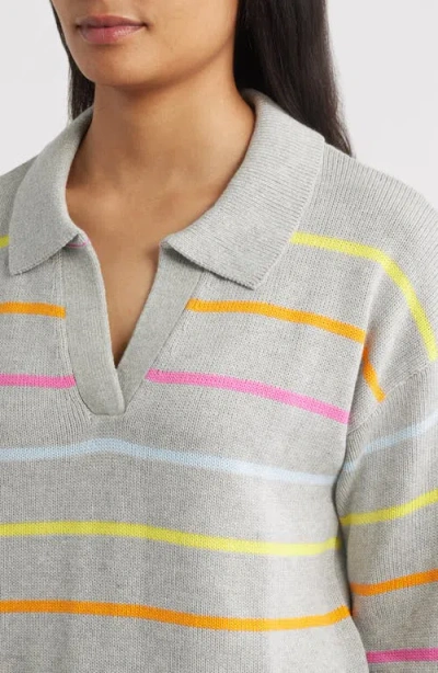 Hatley Stripe Johnny Collar Sweater In Gray