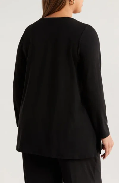Eileen Fisher Long Sleeve V-neck Tunic In Black