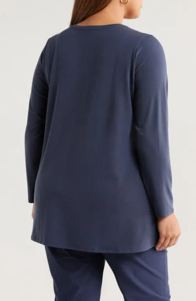 Eileen Fisher Long Sleeve V-neck Tunic In Blue