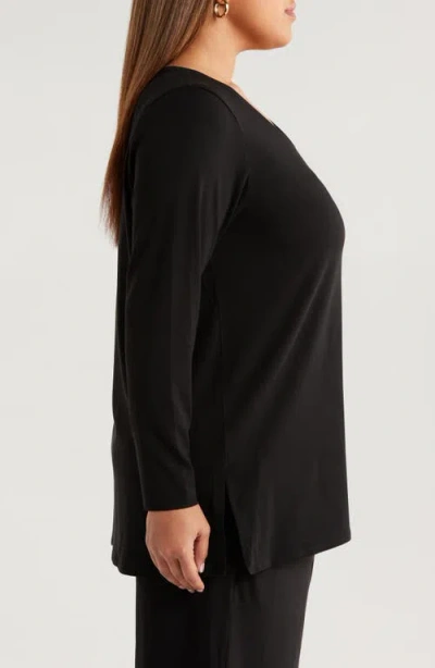 Eileen Fisher Long Sleeve V-neck Tunic In Black