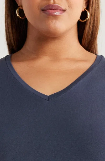 Eileen Fisher Long Sleeve V-neck Tunic In Blue