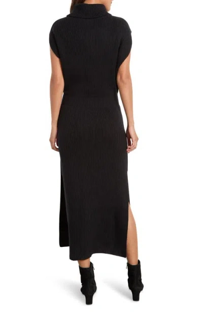 Splendid Madeline Rib Turtleneck Maxi Sweater Dress In Black