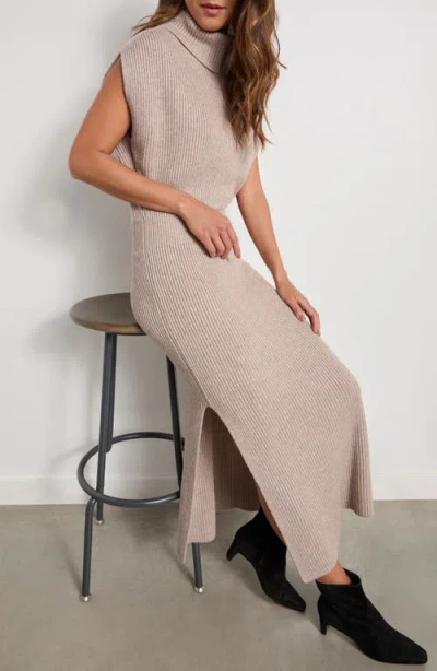 Splendid Madeline Rib Turtleneck Maxi Sweater Dress In Brown