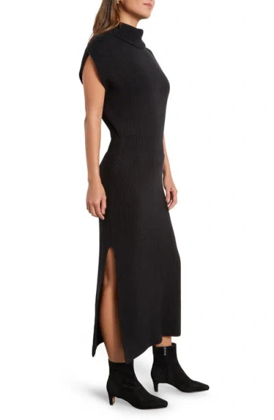 Splendid Madeline Rib Turtleneck Maxi Sweater Dress In Black