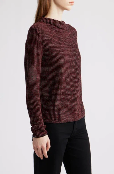 Nic + Zoe Nic+zoe Pixel Knit Funnel Neck Sweater In Burgundy