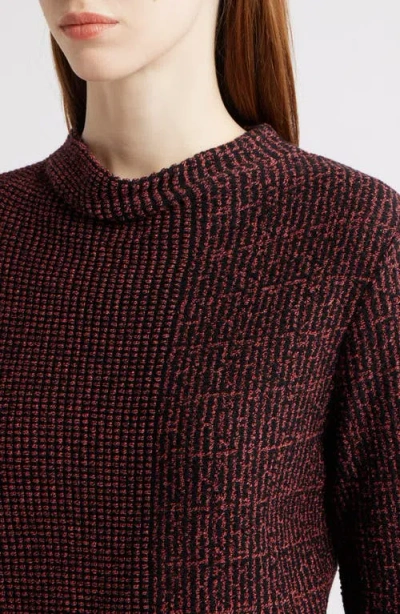 Nic + Zoe Nic+zoe Pixel Knit Funnel Neck Sweater In Burgundy