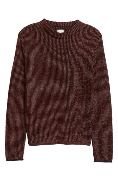 Nic + Zoe Nic+zoe Pixel Knit Funnel Neck Sweater In Burgundy
