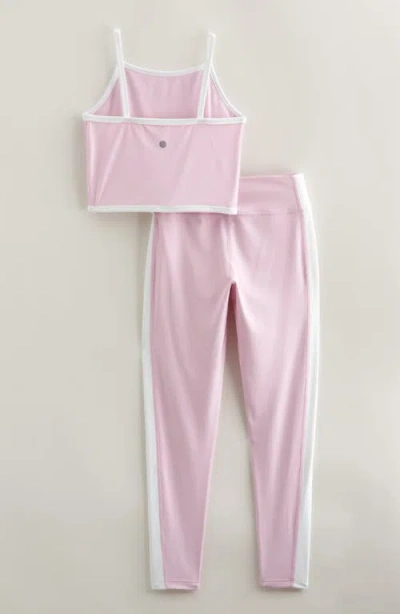 Zella Girl Kids' Earn Your Stripes Crop Tank & Leggings Set In Pink