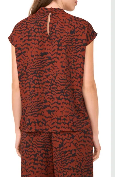 Halogenr Halogen(r) Animal Print Mock Neck Cap Sleeve Shell