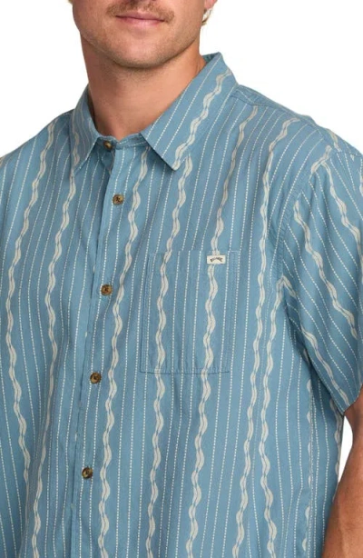 Billabong Sundays Stripe Jacquard Short Sleeve Cotton Button-up Shirt In Blue