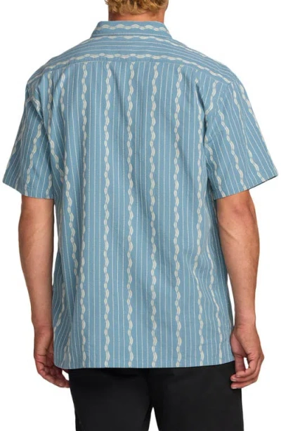 Billabong Sundays Stripe Jacquard Short Sleeve Cotton Button-up Shirt In Blue