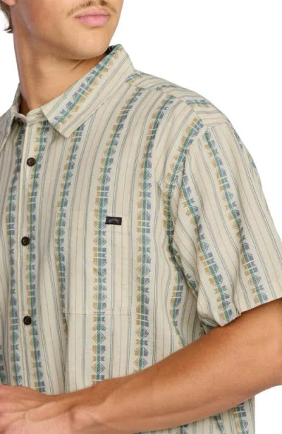Billabong Sundays Stripe Jacquard Short Sleeve Cotton Button-up Shirt In Neutral