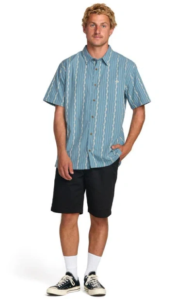 Billabong Sundays Stripe Jacquard Short Sleeve Cotton Button-up Shirt In Blue