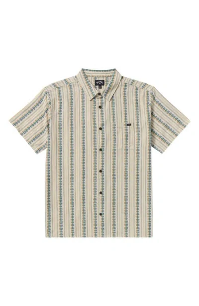 Billabong Sundays Stripe Jacquard Short Sleeve Cotton Button-up Shirt In Neutral