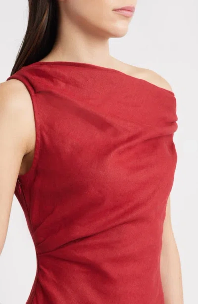 Faithfull The Brand Suis Asymmetric Neck Midi Dress In Red