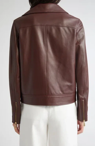 Eleventy Leather Moto Jacket In Brown